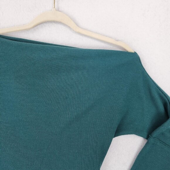 We The Free People Sweater Womens XS Teal Green Fuji Off Shoulder Thermal Top - Picture 2 of 13